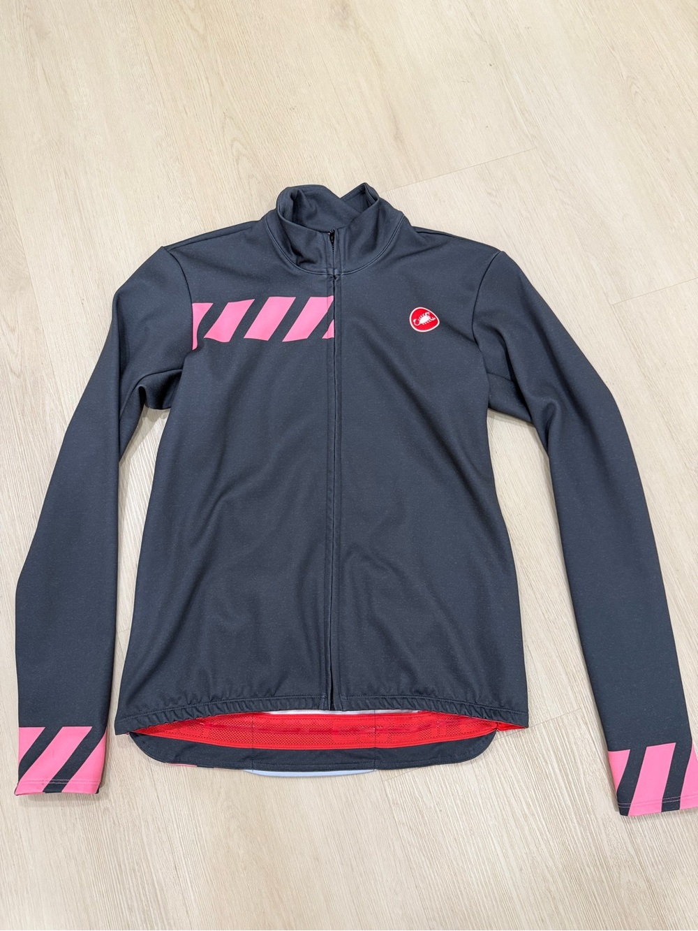 Men’s Castelli Fleece Long Sleeve Jacket Jersey XL Gray Pink